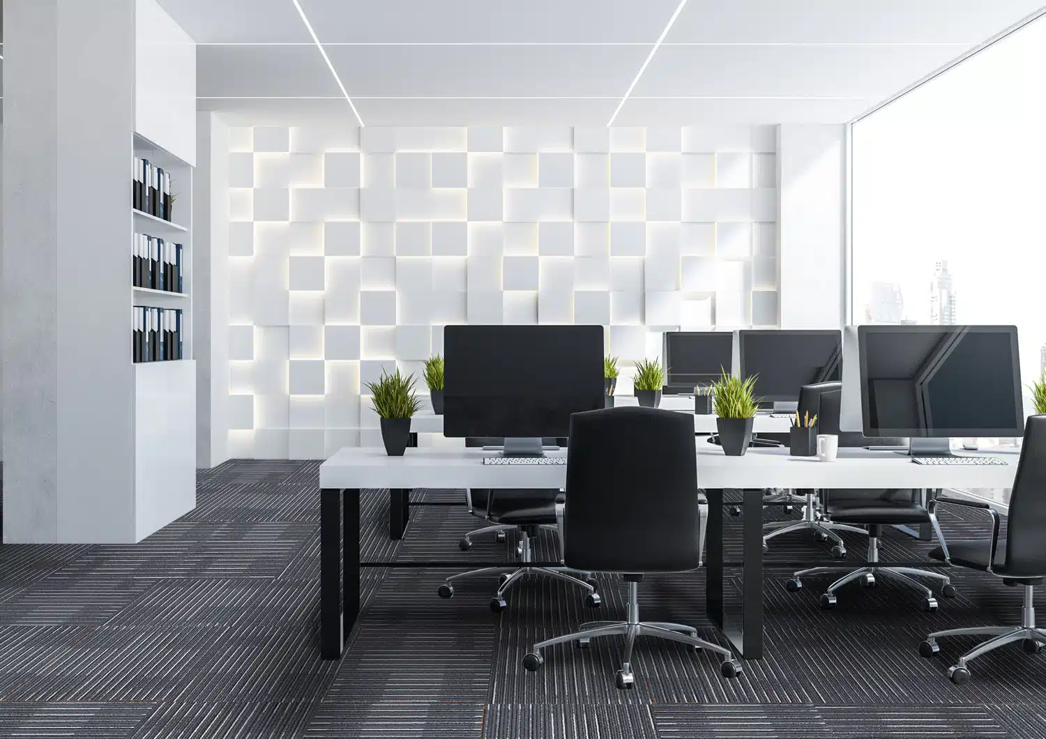 Arizona-Carpet-Tiles-Flooring 50cm x 50cm NFD colour White on Black