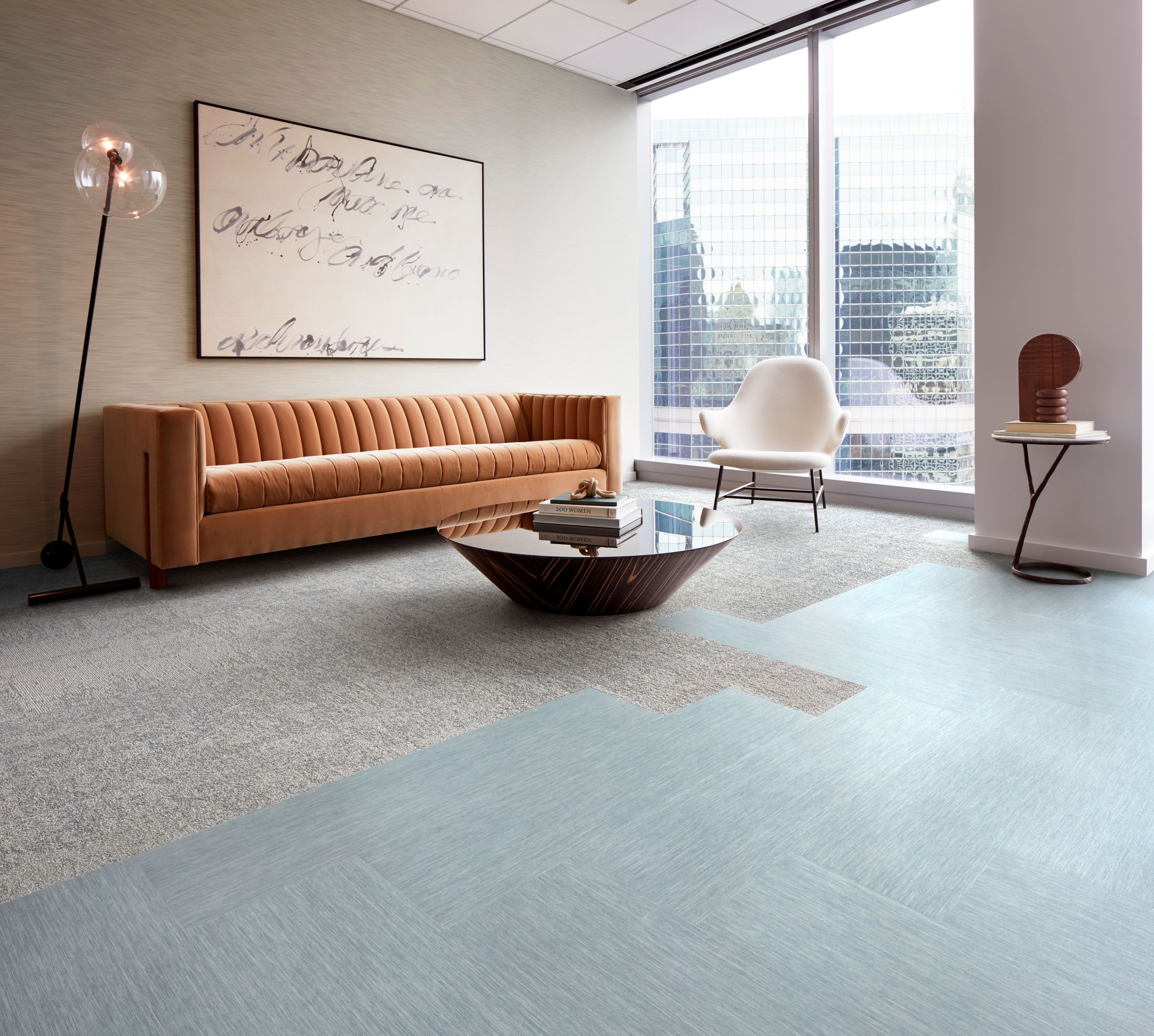 Tokyo Texture-Carpet Plank-Flooring-25cm x 1m-Colour-Flint-Brushed Lines-Celadon-HB
